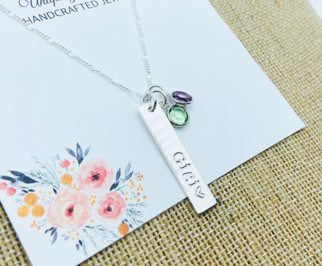 Handmade Jewelry Mimi Necklace With Birthstones 14k Gold Mimi